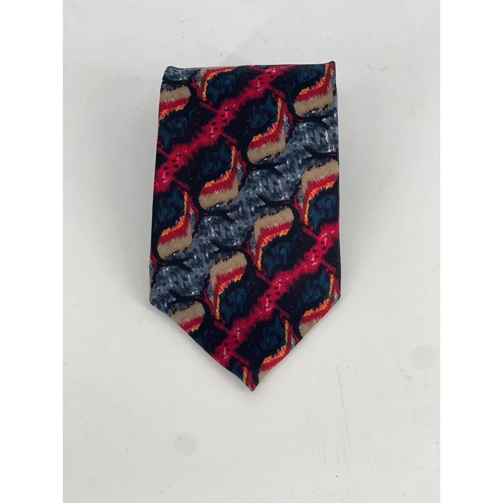 J. Garcia Mens Silk Tie Collection Four Van Gogh's Tree Abstract Red Blue Grey